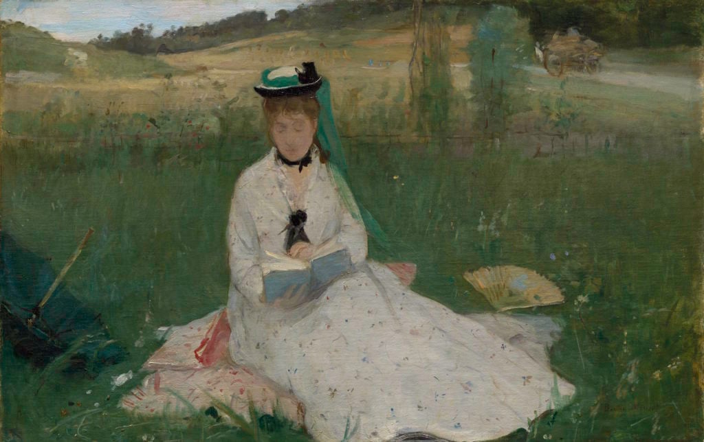 Berthe Morisot, <em>Reading (The Green Umbrella)</em>, 1873. Courtesy of the Cleveland Museum of Art.
