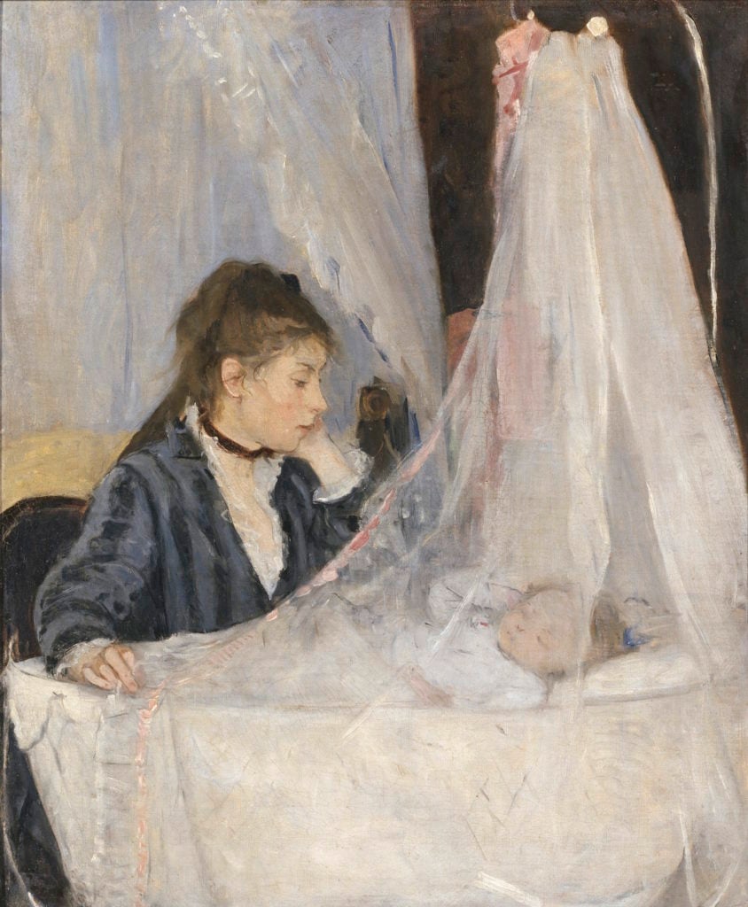 Berthe Morisot, <em>The Cradle</em> (1872). Courtesy of Musée d’Orsay, Paris. ©Musée d’Orsay, Dist. RMN-Grand Palais Patrice Schmidt.