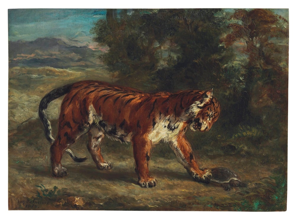 Eugène Delacroix, <i>Tiger Playing with a Tortoise</i> (1862). Courtesy Christie's Images Ltd.