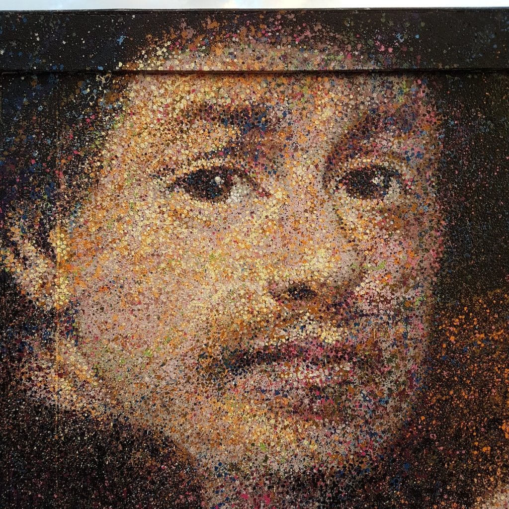 Pascal "PBOY" Boyart, <EM>Rembrandt dos au mur</em> (detail), a mural in Paris featuring a QR code that allows the public to donate to the artist using Bitcoin. Photo courtesy of the artist.