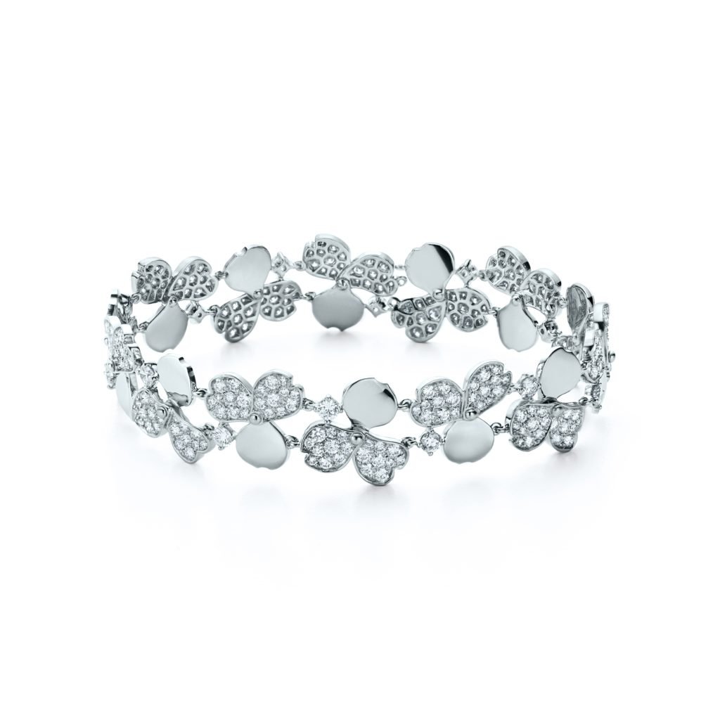 TIFFANY Platinum Diamond Paper Flowers Bracelet 883290 | FASHIONPHILE