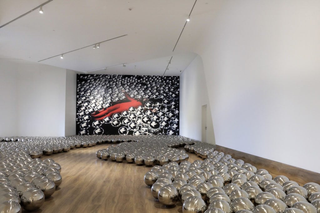 Yayoi Kusama, <em>Narcissus Garden</em> (1966/2002), installation view at the Museum MACAN. Photo courtesy of Museum MACAN, Â©Yayoi Kusama.