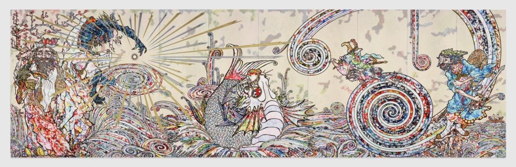 Takashi Murakami's <i> Transcendent Attacking a Whirlwind</i> (2017). ©2017 Takashi Murakami/Kaikai Kiki Co., Ltd. All Rights Reserved. Courtesy Perrotin.