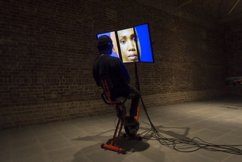Sondra Perry, installation view, <em>Typhoon coming on</em>, Serpentine Sackler Gallery, London. © 2018 Mike Din. Image courtesy the Serpentine.