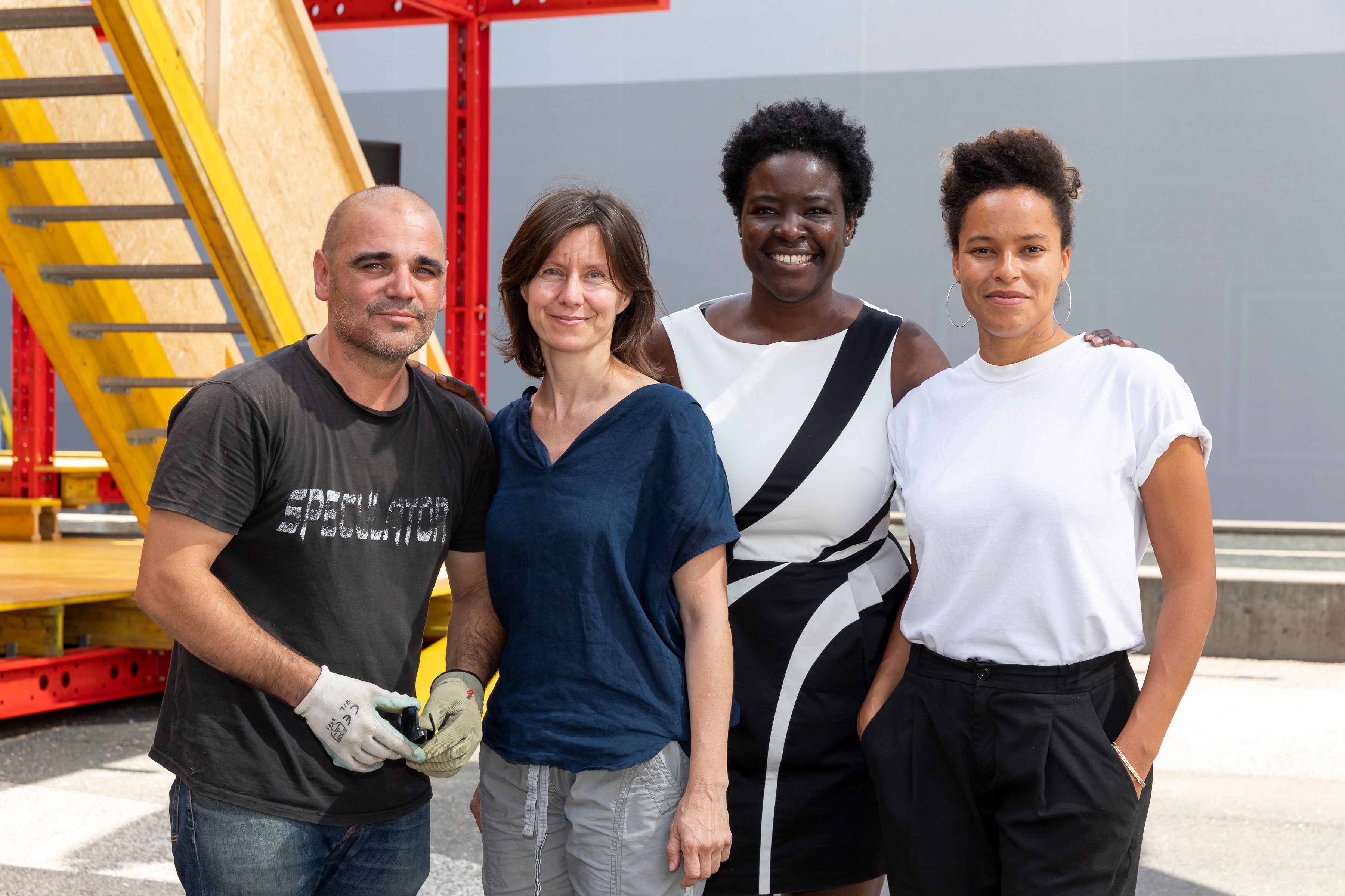 Left to right: Santiago Cirugeda, Lara Almarcegui, Elvira Dyangani Ose, and Isabel Lewis. Courtesy of Creative Time and Art Basel.