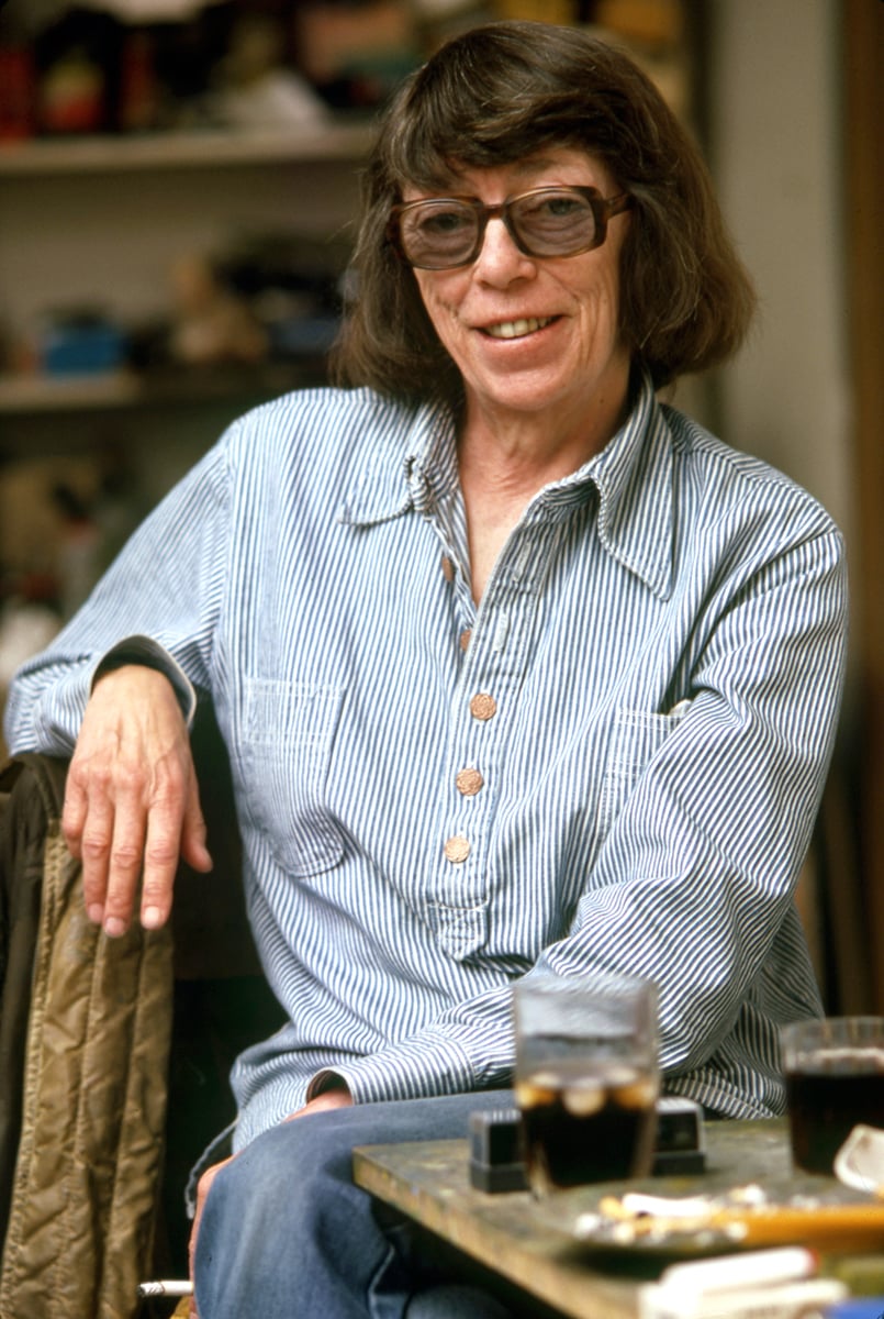 Joan Mitchell in her Vétheuil studio 1983. Photo by Robert Freson, courtesy of the Joan Mitchell Foundation Archives.