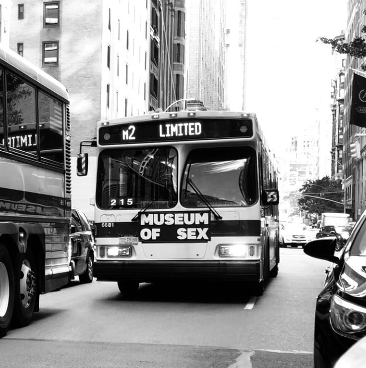 The MTA has begun moving these prominent Museum of Sex Bus ads. Photo courtesy of the Museum of Sex.