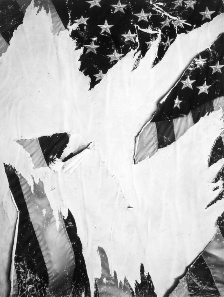 Robert Longo, Untitled (Torn Flag) (2018). Image courtesy of the artist and Metro Pictures, New York.