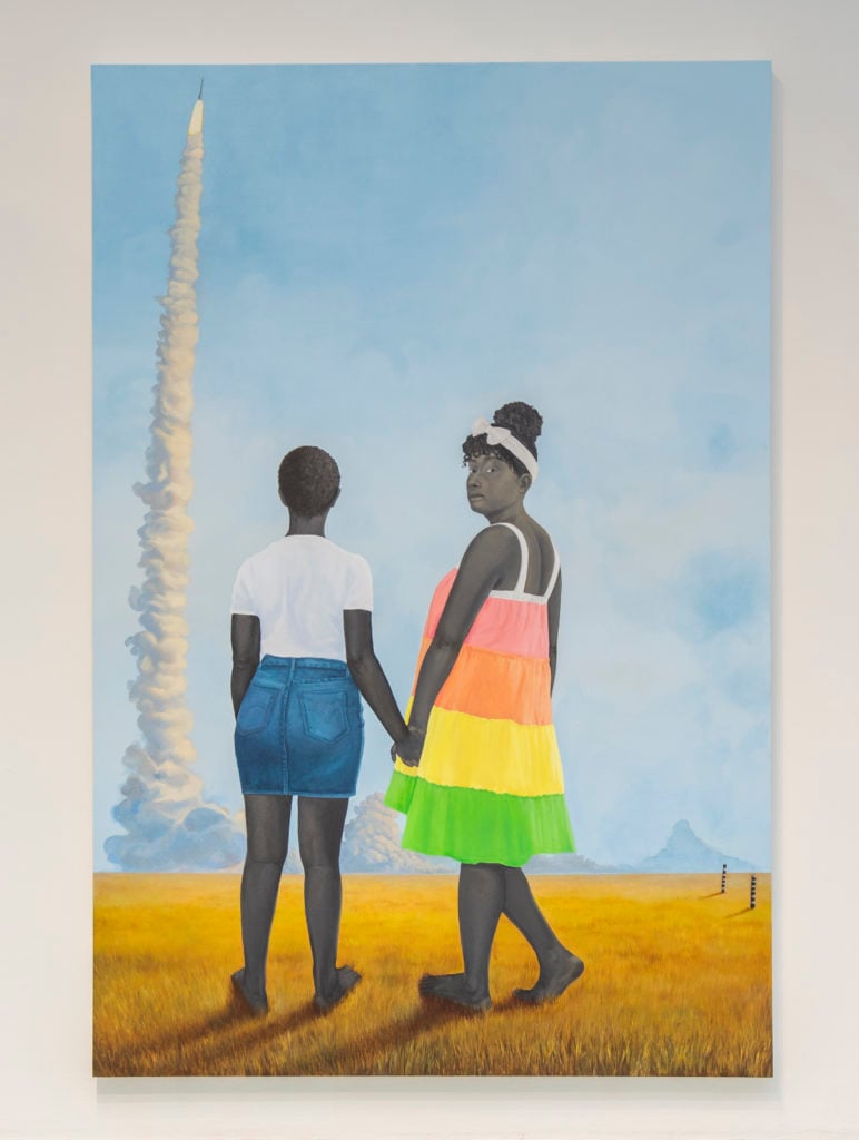 Amy Sherald's Planes, rockets, and the spaces in between (2018). Courtesy of the Baltimore Museum of Art.