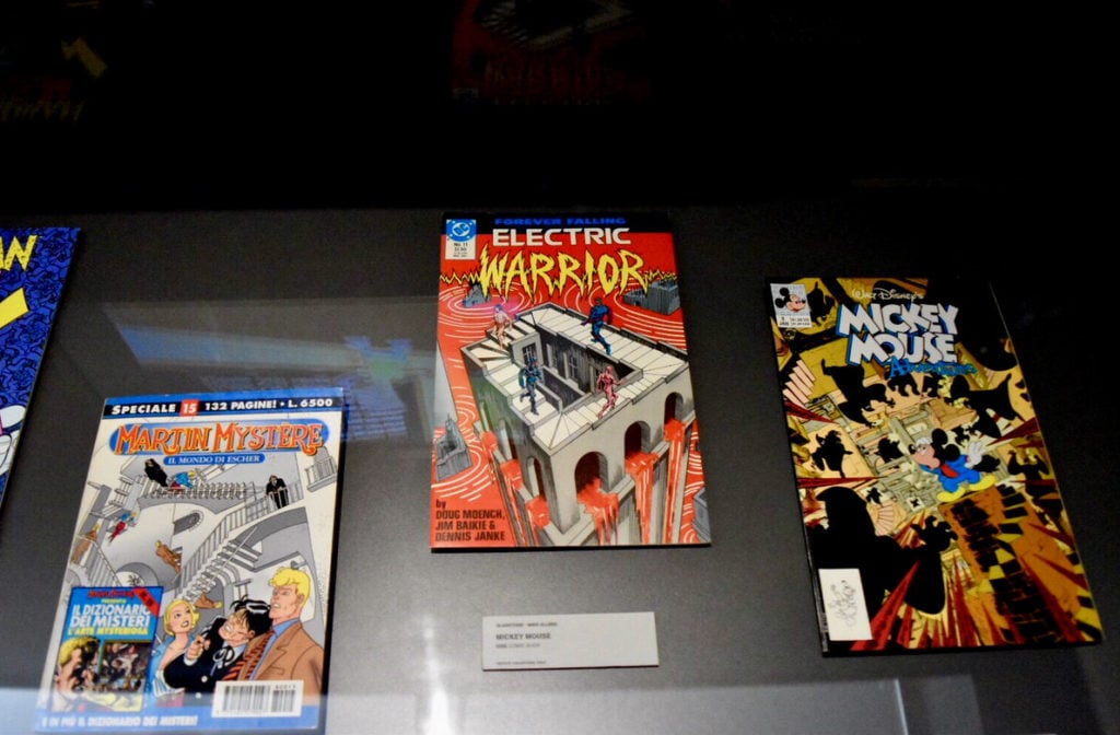 Selection of comicbook covers inspired by M.C. Escher. Image courtesy Ben Davis.
