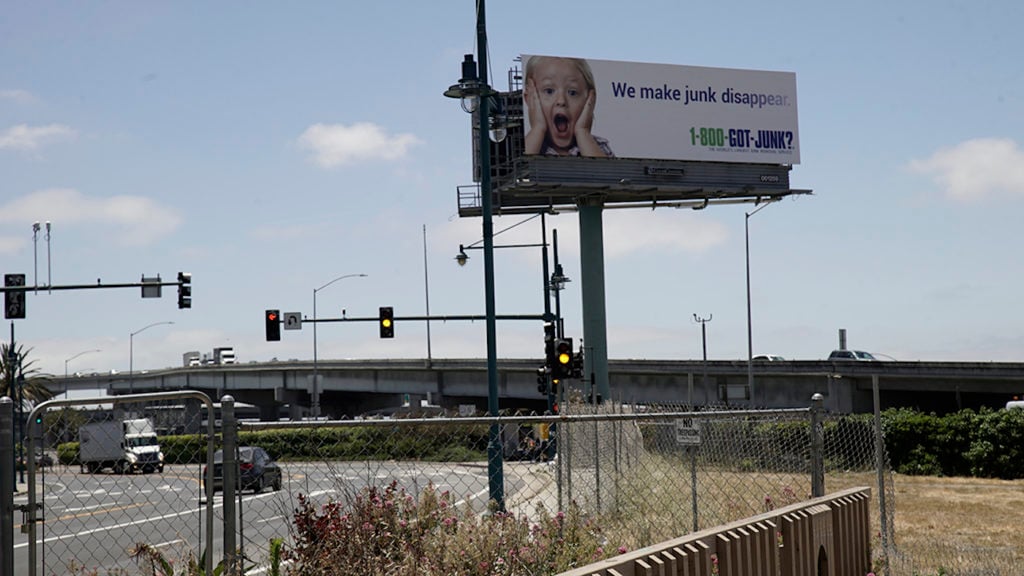 Indecline vandalized this California billboard as a statement against President Donald Trump's immigration policy separating children and their parents. Photo courtesy of Indecline.