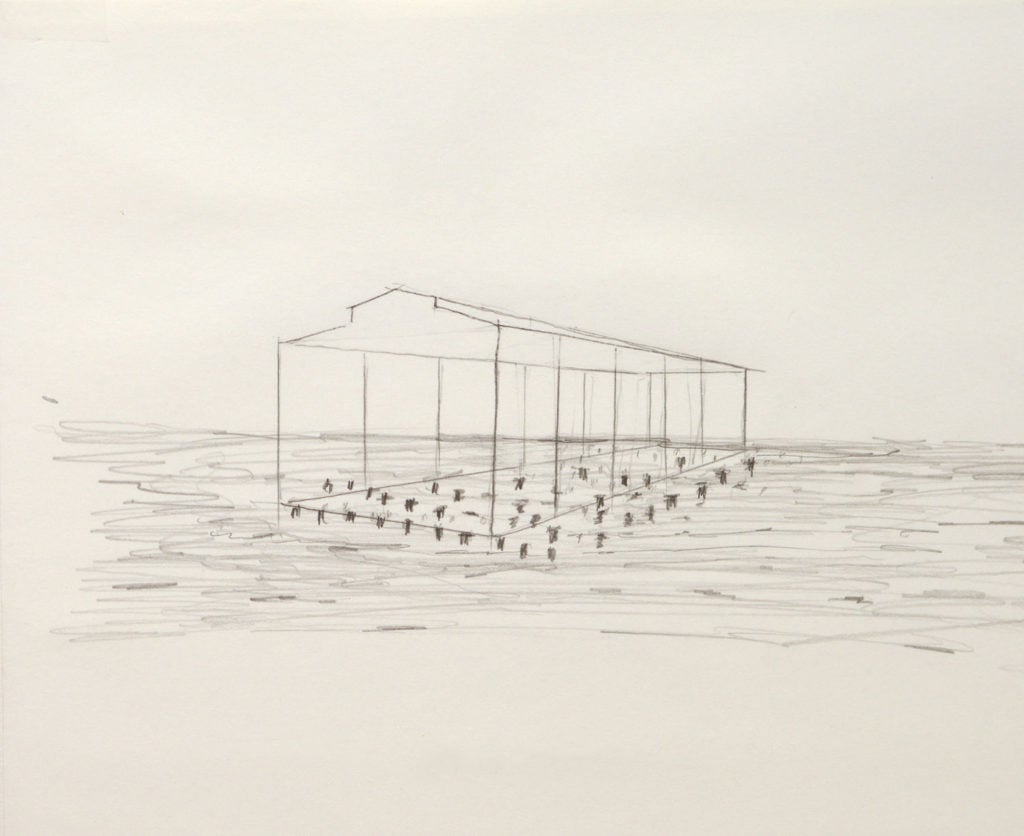 David Hammons, <em>Day's End</em> (2015), sketch of the proposed project. Courtesy of the Whitney Museum of American Art. 