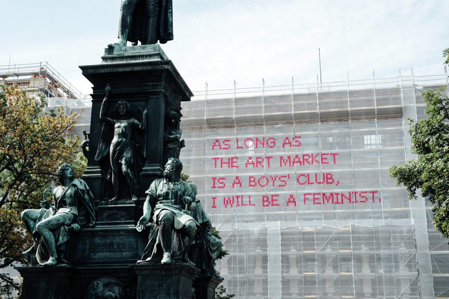 This Artist Plastered The Facade Of Austria S Most Prestigious Art School With A 56 Foot Feminist Manifesto Artnet News