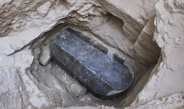 This mysterious black granite sarcophagus has been found in Alexandria and excavated by the Egyptian Ministry of Antiquities. Courtesy of the Egyptian Ministry of Antiquities.