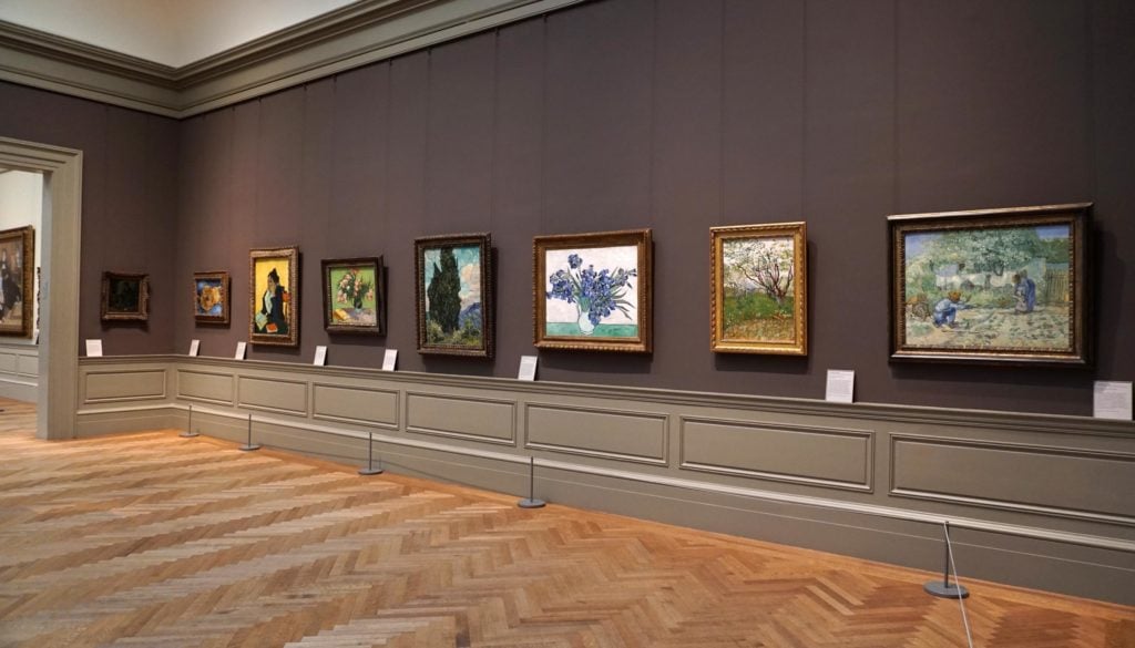 Eight of the Met's paintings by Vincent van Gogh, as currently installed in gallery 825. Photo courtesy of the Metropolitan Museum of Art.