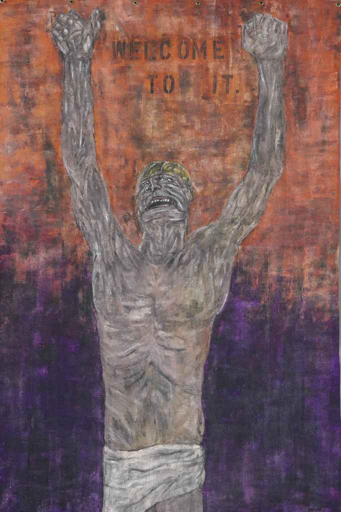 This fake Leon Golub, Welcome to It, was purchased at Christie's by Andrew Hall from Nikolas Gascard for $30,000. Courtesy of artnet.