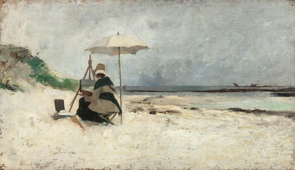 Emma Löwstädt-Chadwick, Beach Parasol, Brittany (Portrait of Amanda Sidwall), 1880. Courtesy of a private collection, Stockholm. Photo by Lars Engelhardt.