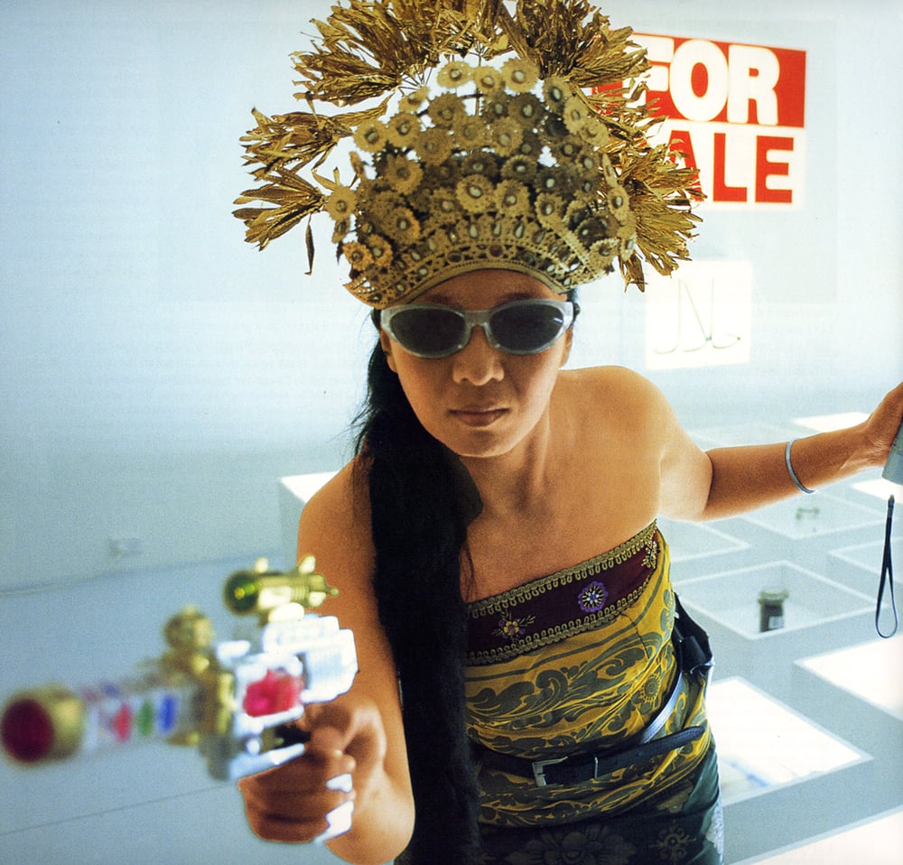 Arahmaiani, <em>Handle Without Care</em> (1996/1997), performance at the 2nd Asia Pacific Triennial, Queensland Gallery of Modern Art, Brisbane, Australia, in 1996. Photo courtesy of Museum MACAN. 