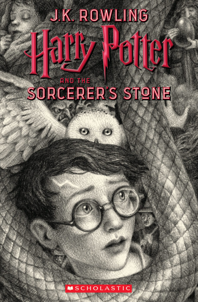 Brian Selznick designed the cover for the new US edition of J.K. Rowling's <em>Harry Potter and the Sorcerer's Stone</em>, released in Jun 2018. Courtesy of Scholastic. 