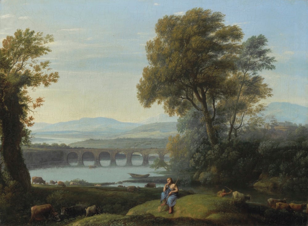 Claude Lorrain, <i>landscape with Apollo guarding the herds of Admetus and Mercury stealing them</i> Image courtesy Christie's Images Ltd.