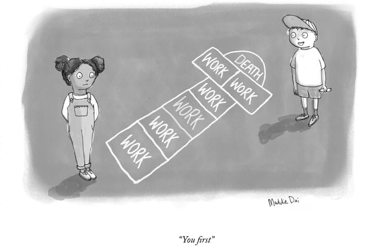 A cartoon by Maddie Dai for the <em>New Yorker</em>. Courtesy of the Society of Illustrators.