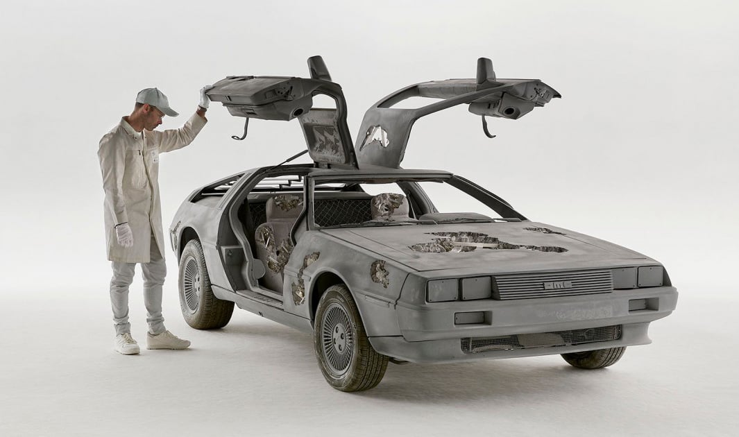 Daniel Arsham, Eroded Delorean. Photo courtesy of Perrotn.