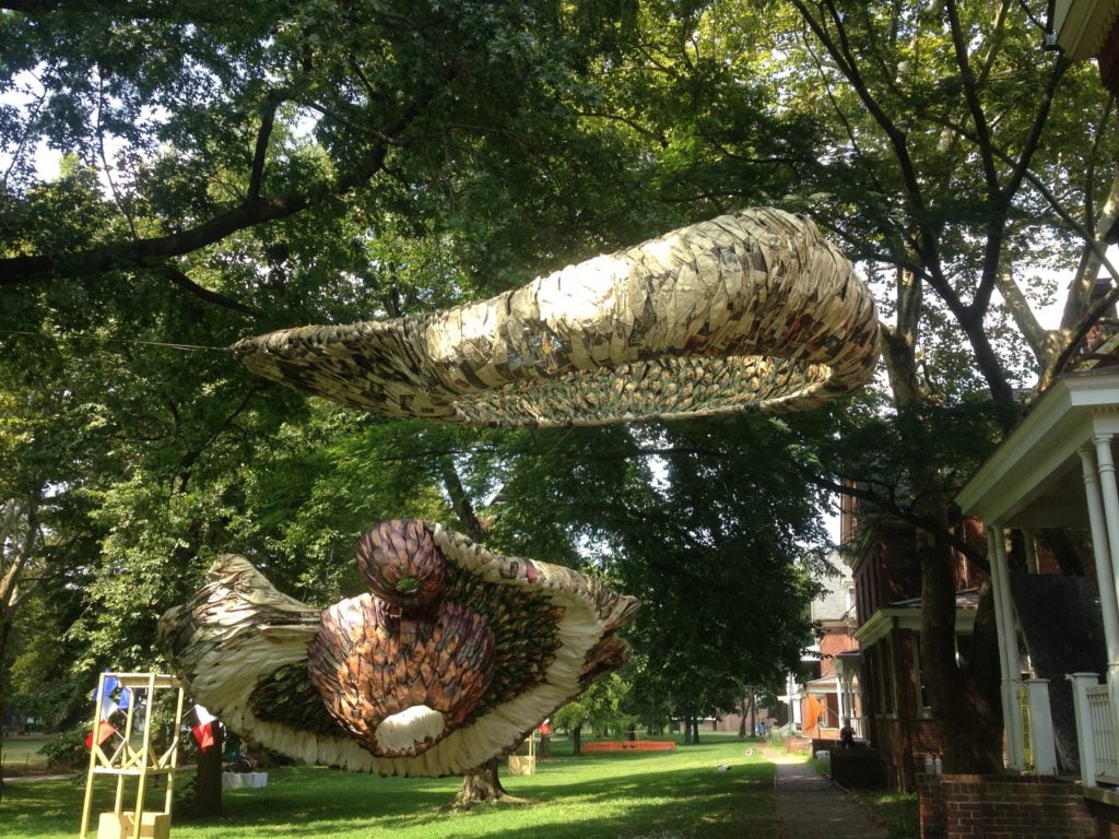 Works by Erin Turner in the Governors Island Art Fair 2018. Image courtesy Sarah Cascone.