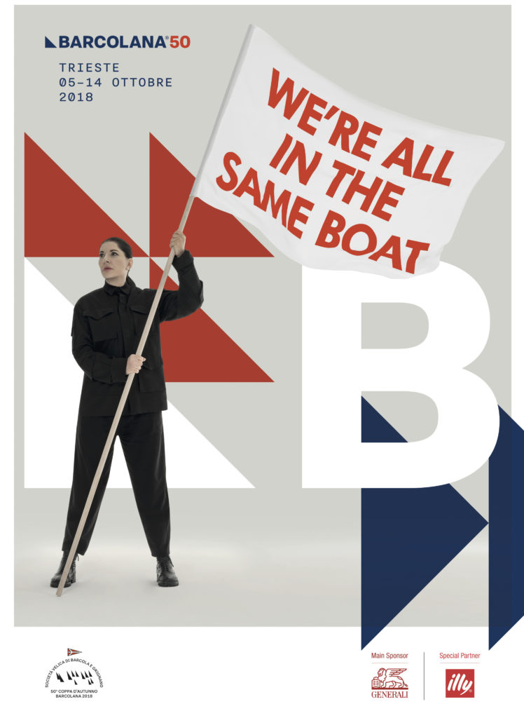 Marina Abramović designed this poster with Illycaffè creative director Carlo Bach for the 50th Barcolana regatta. Image courtesy of Barcolana/art director Matteo Bartoli.