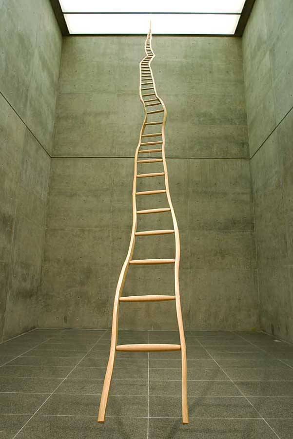 Martin Puryear, Ladder for Booker T. Washington (1996). Installation view at the Modern Art Museum of Fort Worth, Texas. Photo by David Woo, ©David Woo.