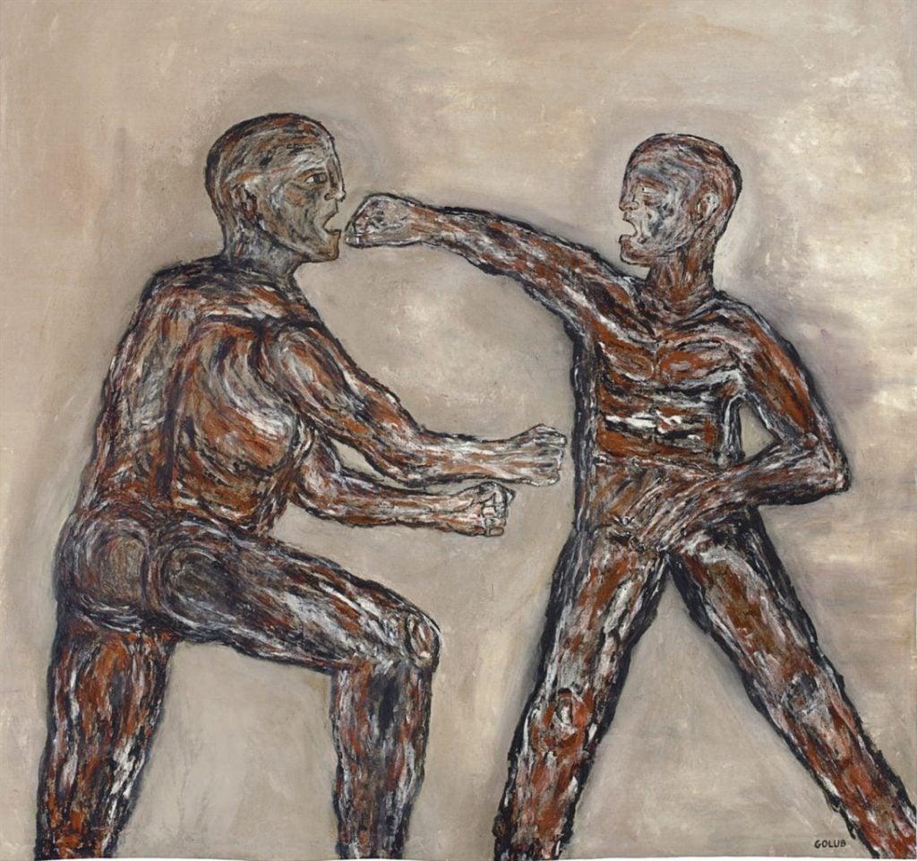 This fake Leon Golub, Untitled, was purchased at Christie's by Andrew Hall from Nikolas Gascard for $30,000. Courtesy of Christie's.