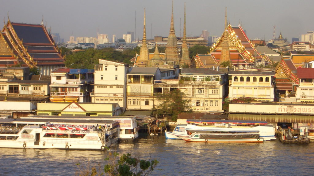 Wat Pho, or the Temple of the Reclining Buddha, Bangkok's largest buddhist temple as seen from Chayo Phraya River. Photo by Reinhard Link, via Flickr Creative Commons.