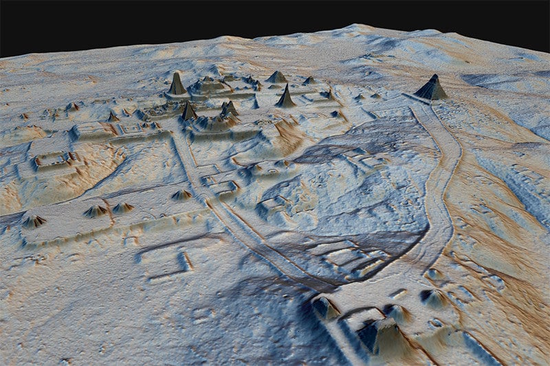 A topographical map of ancient Maya cities in northern Guatemala created with LiDAR scanning of the jungle. Image courtesy of the American Association for the Advancement of Science.