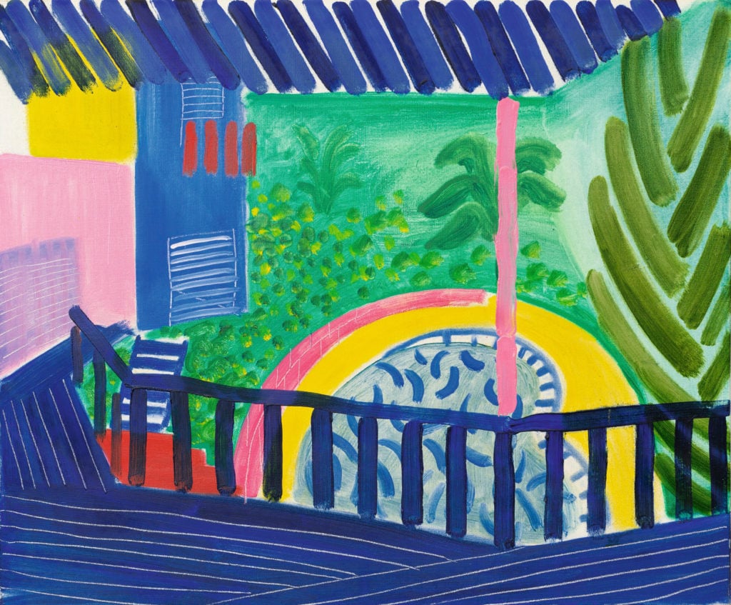 David Hockney, Pool and Pink Pole, 1984. Courtesy of Sotheby's.