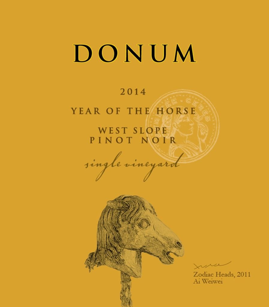 Donum Wine Label by Ai Weiwei. Image courtesy the artist and Donum Sculpture Collection.