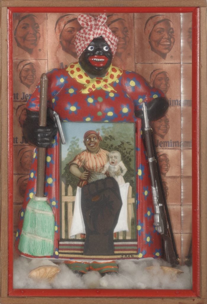 Betye Saar, <i>Liberation of Aunt Jemima</i> (1972). Photo by Benjamin Blackwell, courtesy of the artist and Roberts Projects, Los Angeles.