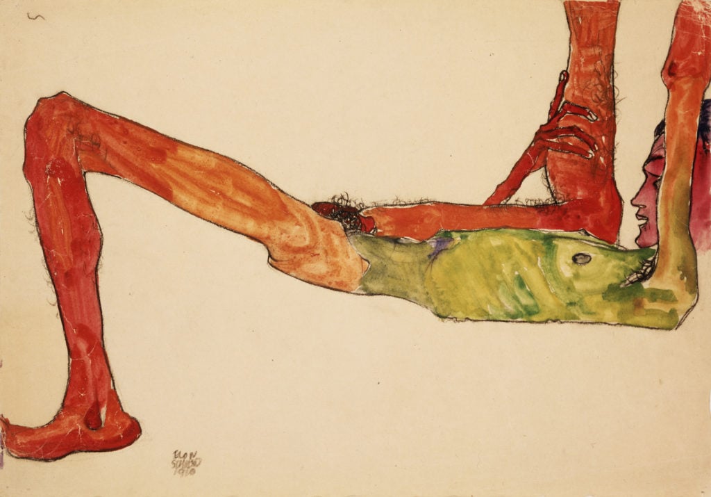 Egon Schiele, Reclining Male Nude (1910). Courtesy of Galerie St. Etienne.