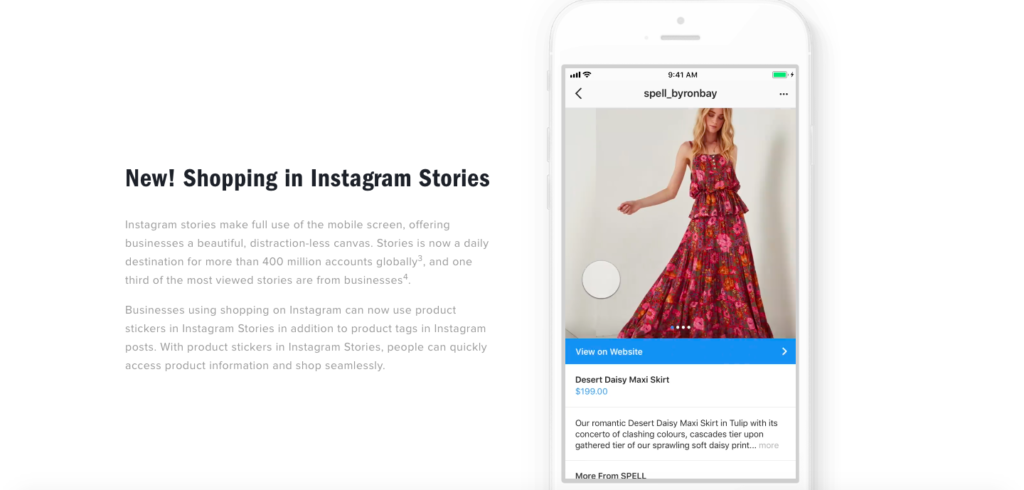 An example of an Instagram summary page for a designer's dress.