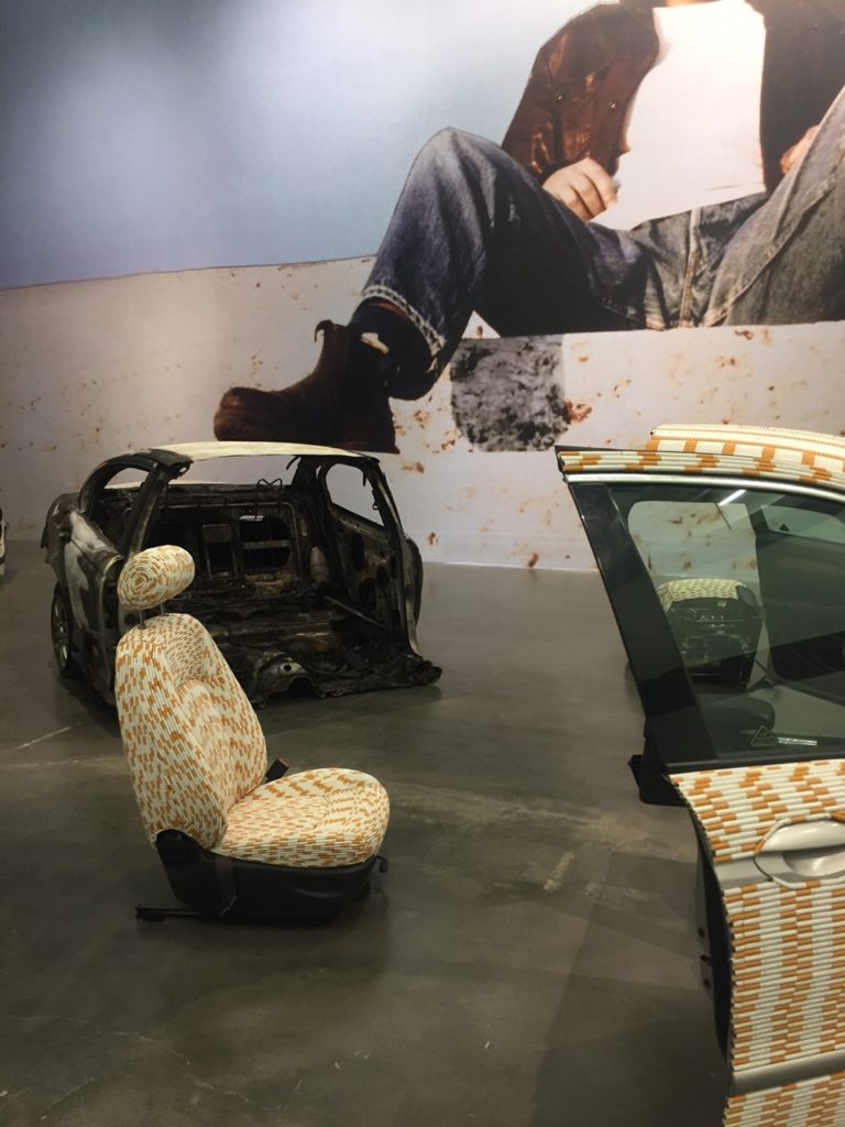 Installation view of Sarah Lucas <i>This Jaguar's Gone to Heaven</i> (2018) at the New Museum. <br>Photo by Eileen Kinsella