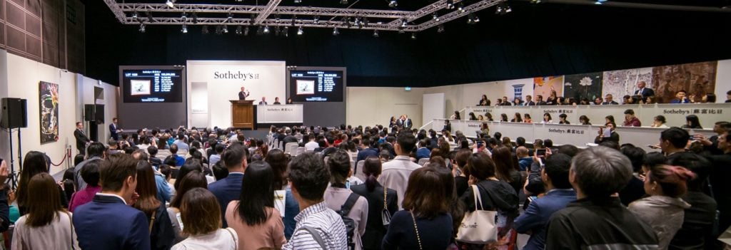 The salesroom at Sotheby's Hong Kong during its slate of spring 2019 auctions. Image courtesy of Sotheby's.