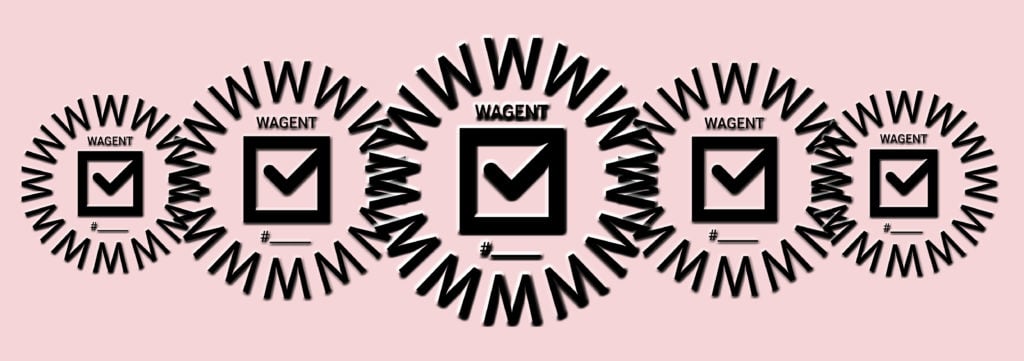 Certified WAGENT logos from the activist organization Working Artists and the Greater Economy (WAGE).