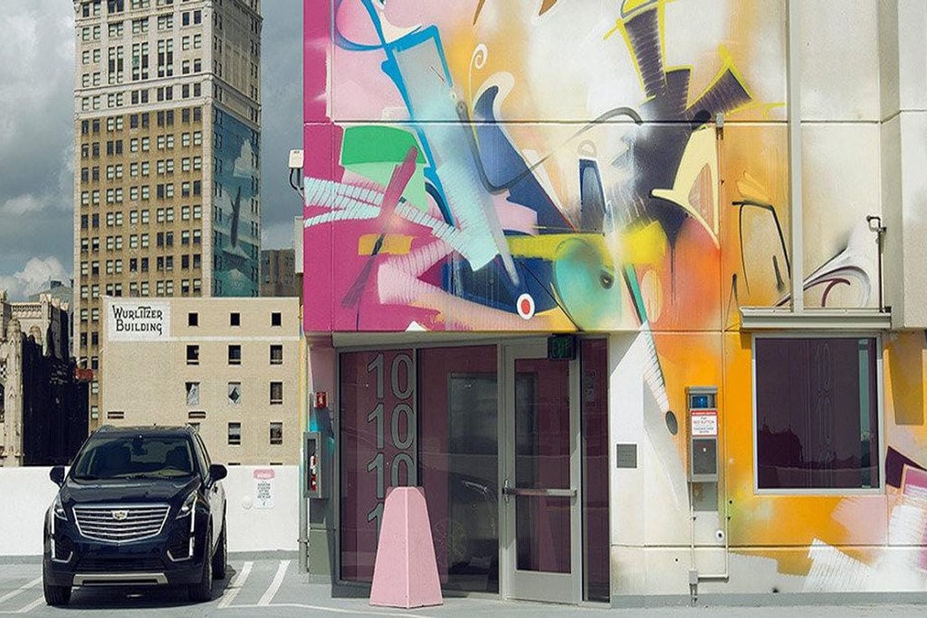 GM used this photo featuring a mural by Adrian Falkner, or SMASH 137, in a 2016 ad campaign on social media. Photo courtesy of GM.