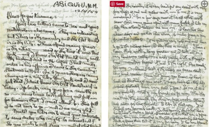Letters between Georgia O'Keeffe and Yayoi Kusama from 1955. Photo courtesy of Yayoi Kusama Studio Inc.