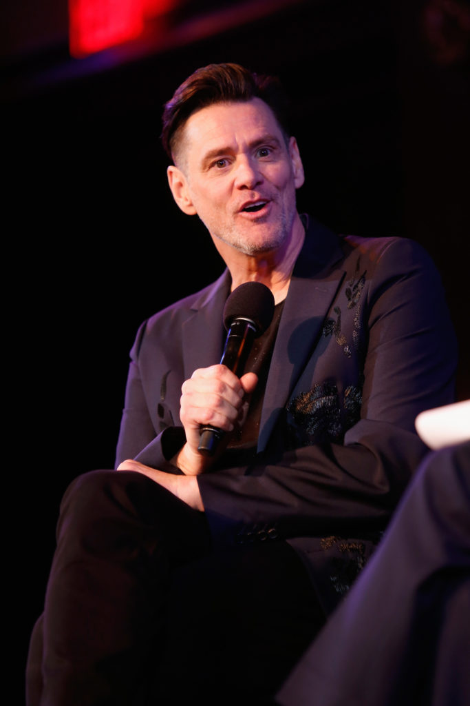 Jim Carrey speaks on stage during the 2018 New Yorker Festival. Photo by Thos Robinson/Getty Images for the New Yorker.