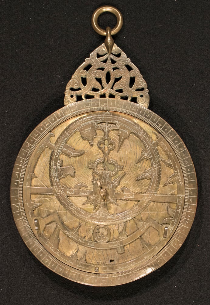 Muhammad b. Abi Bakr, Astrolabe (Isfahan, circa 13th century). Photo by Kendra Meyers, courtesy of the American Museum of Natural History Library, the Bliss Collection.