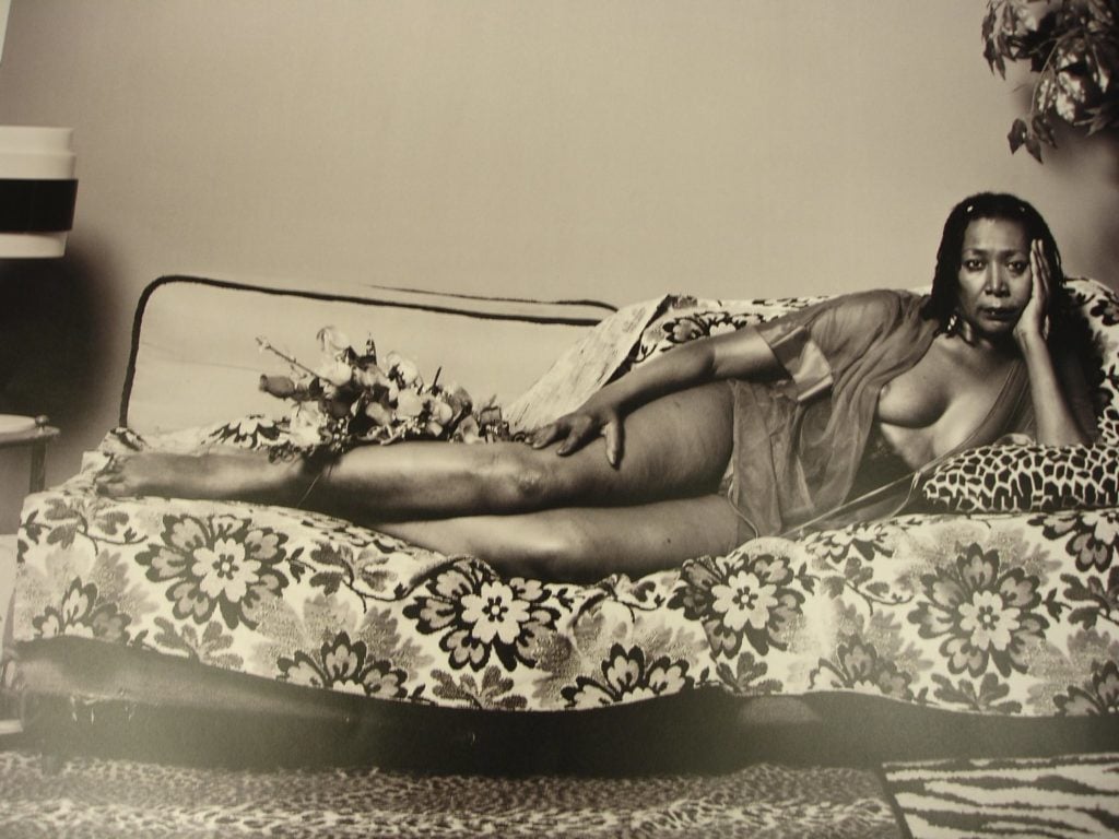 Mickalene Thomas, Madame Mama Bush in Black and White (2007). Photo courtesy of the Brooklyn Museum of Art, Elizabeth A. Sackler Center for Feminist Art.