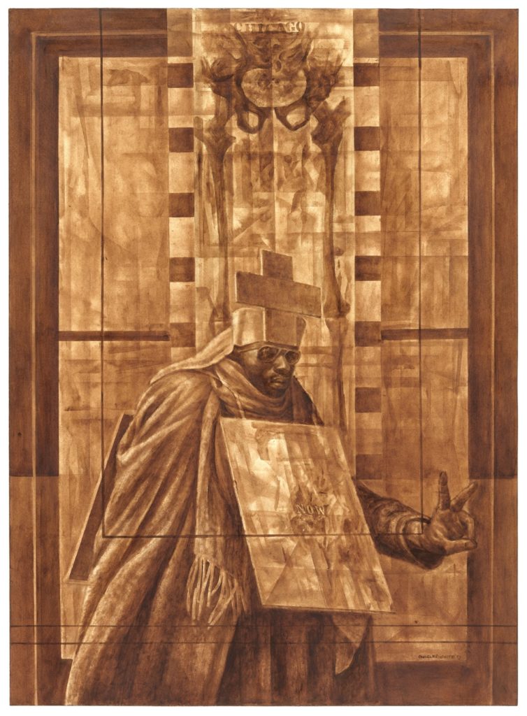Charles White. Black Pope (Sandwich Board Man) (1973) The Museum of Modern Art, New York. Richard S. Zeisler Bequest (by exchange), The Friends of Education of The Museum of Modern Art, Committee on Drawings Fund, Dian Woodner, and Agnes Gund. © 1973 The Charles White Archives. Photo Credit: Jonathan Muzikar, The Museum of Modern Art Imaging Services