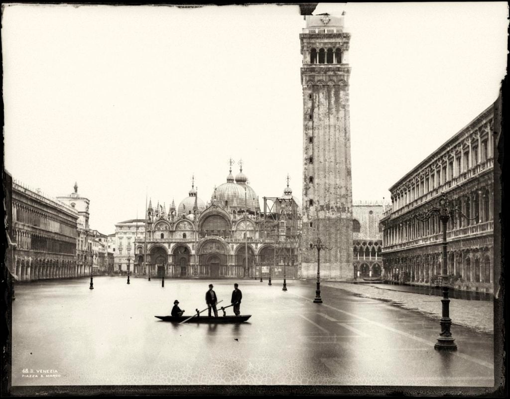 The city of Venice shared Carlo Naya's photo of the Piazza San Marco flooded (circa 1875) on Twitter. Photo courtesy of Comune Venezia.
