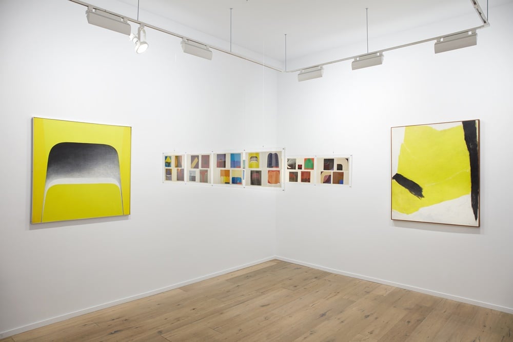 Installation view of Tomie Ohtake: At Her Fingertips (2018) at Galeria Nara Roesler | New York. Photo by Pierce Harrison, courtesy of the Estate of Tomie Ohtake and Galeria Nara Roesler