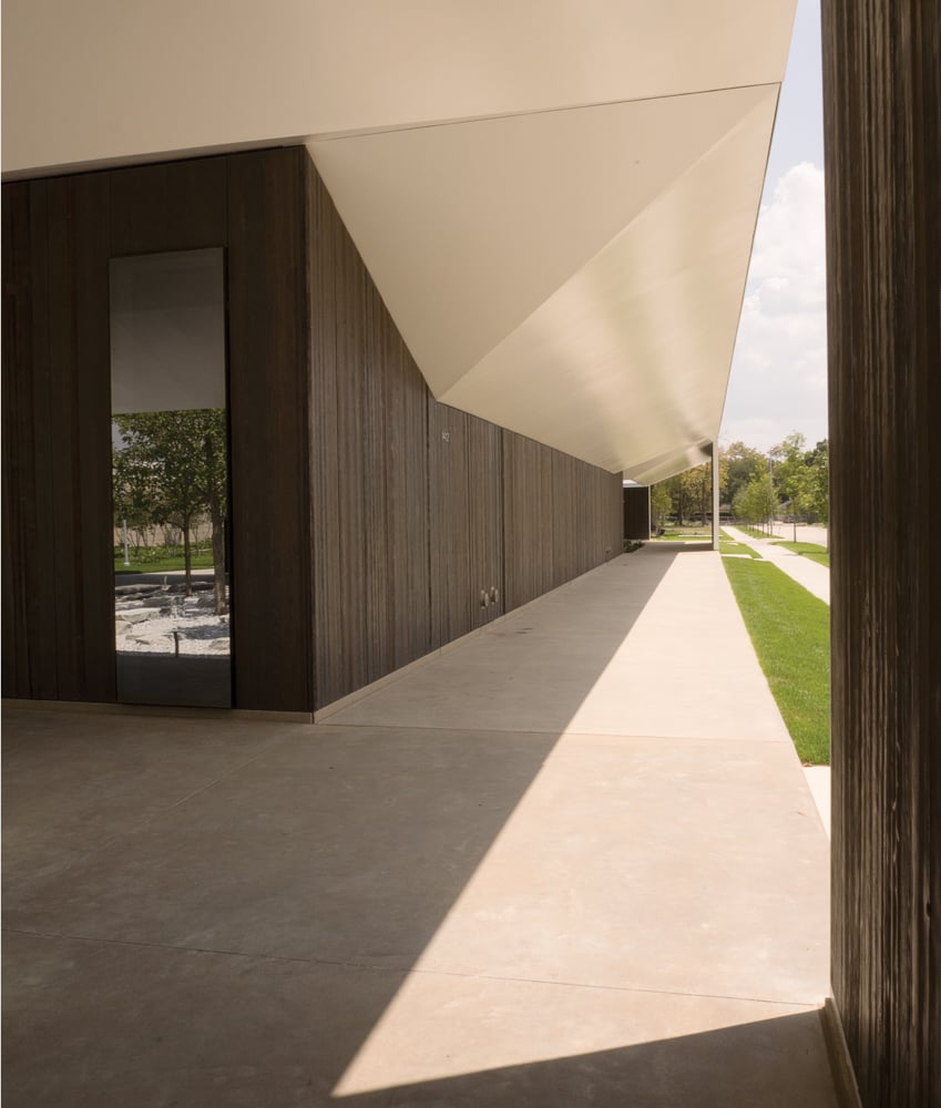 The Menil Drawing Institute, with steel canopies to block direct sunlight. Photo by Giulio Ghirardi for WSJ Magazine.