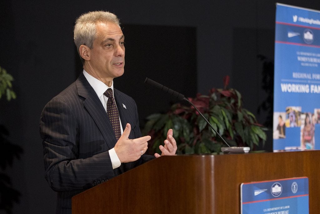 Rahm Emanuel, Mayor, City of Chicago, speaks during the White House Summit on Working Families Chicago Regional Forum at the Ralph Metcalfe Building in Chicago, Ill., on Monday, April 28, 2014. Photo by Andrew A. Nelles, courtesy of the U.S. Department of Labor.